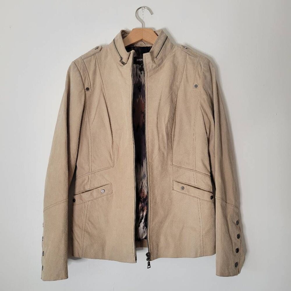 Danier Genuine Leather Taupe Moto Jacket Size S (12 UK / 40 FR / 42 IT)